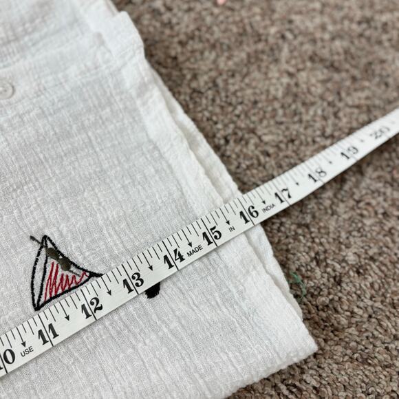 LIFE Women’s Summer Fruit Embroidered Novelty Cropped Button Down Top White S - Picture 4 of 6